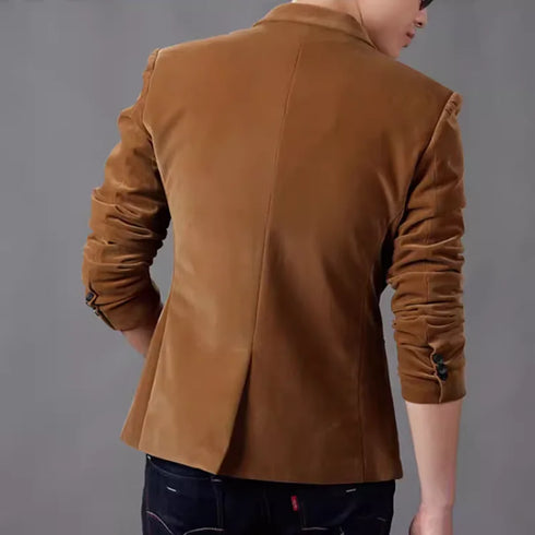 Slim Fit Corduroy Blazer for Men - Autumn Spring Casual Suit Jacket